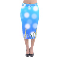 Sea Underwater Life Fish Velvet Midi Pencil Skirt