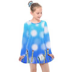 Sea Underwater Life Fish Kids  Long Sleeve Dress