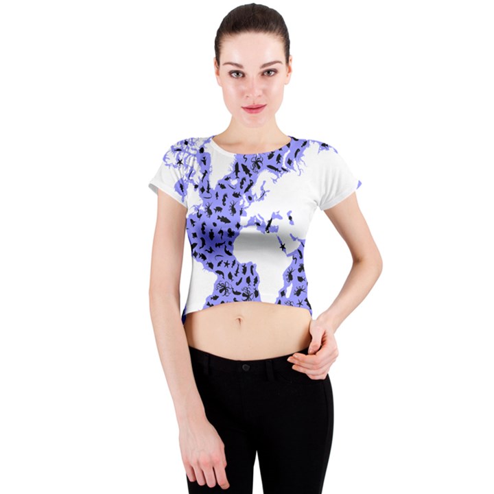 Sea Ocean Underwater Crew Neck Crop Top