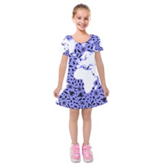 Sea Ocean Underwater Kids  Short Sleeve Velvet Dress