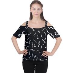 Scribbles Lines Painting Cutout Shoulder Tee