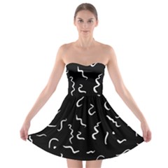 Scribbles Lines Painting Strapless Bra Top Dress