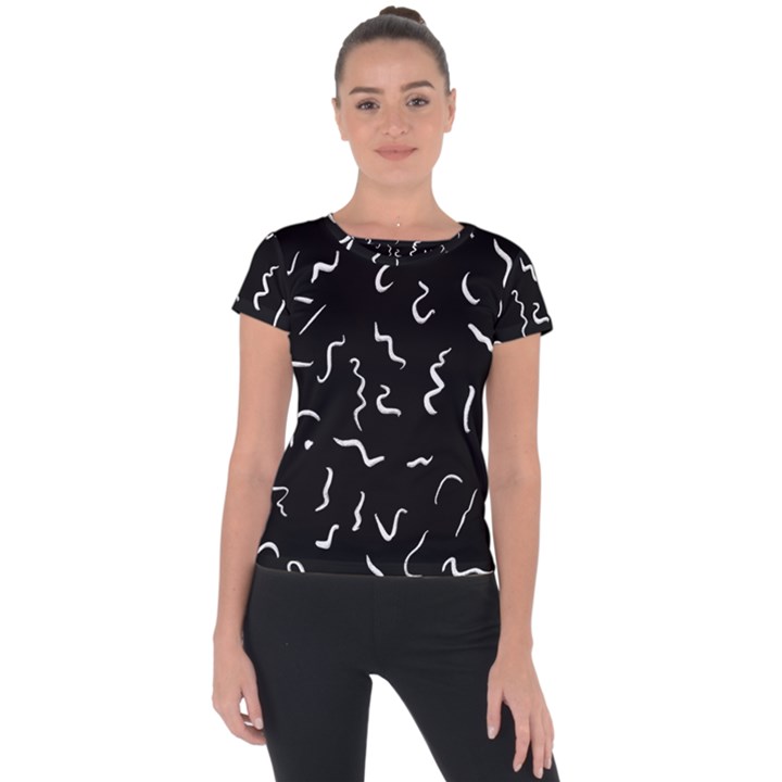 Scribbles Lines Painting Short Sleeve Sports Top 