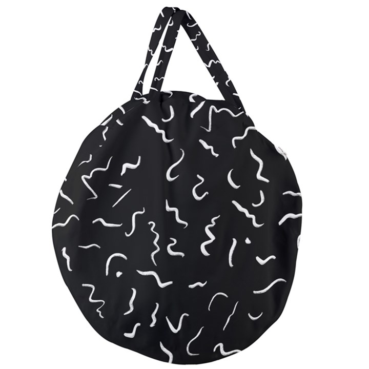 Scribbles Lines Painting Giant Round Zipper Tote