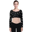 Scribbles Lines Painting Velvet Long Sleeve Crop Top View1