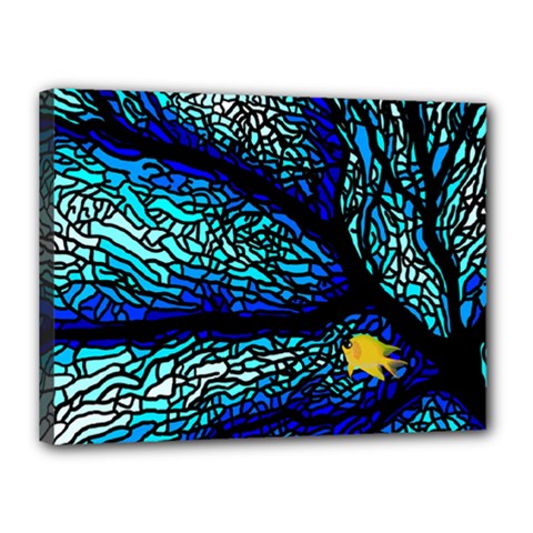 Sea Coral Stained Glass Canvas 16  X 12  (stretched)