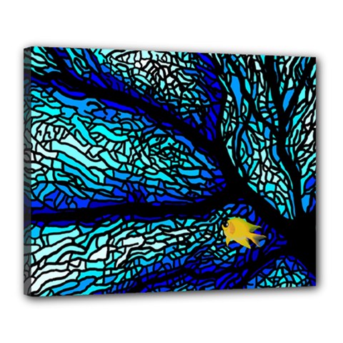 Sea Coral Stained Glass Canvas 20  X 16  (stretched)