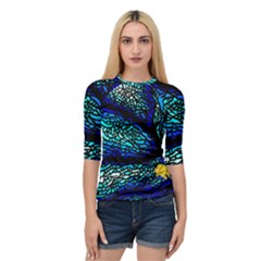 Sea Coral Stained Glass Quarter Sleeve Raglan Tee