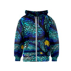 Sea Coral Stained Glass Kids  Zipper Hoodie