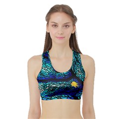 Sea Coral Stained Glass Sports Bra With Border