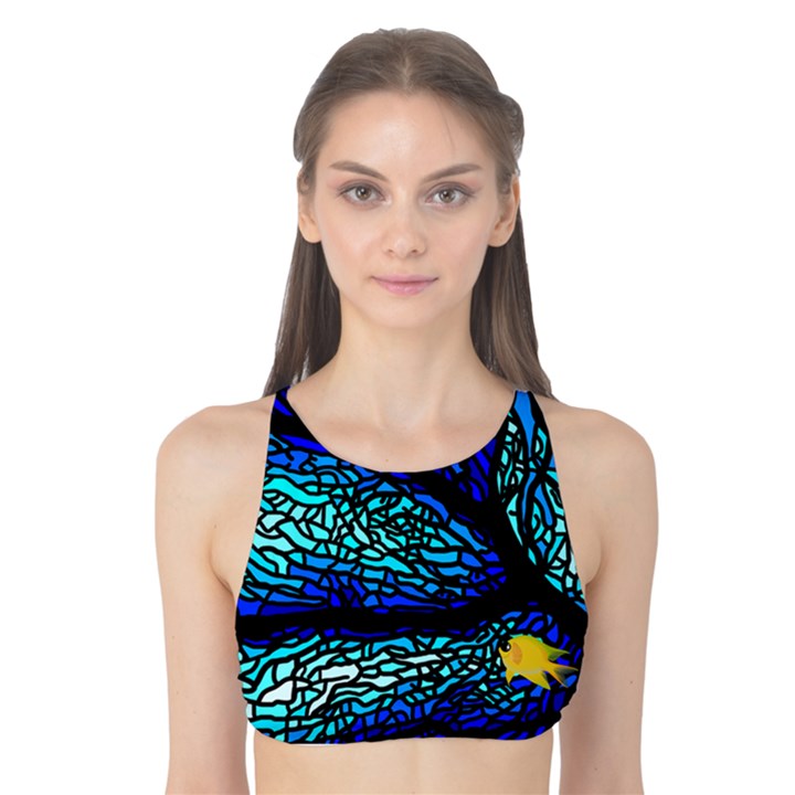 Sea Coral Stained Glass Tank Bikini Top