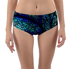 Sea Coral Stained Glass Reversible Mid-waist Bikini Bottoms