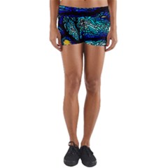 Sea Coral Stained Glass Yoga Shorts