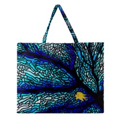 Sea Coral Stained Glass Zipper Large Tote Bag