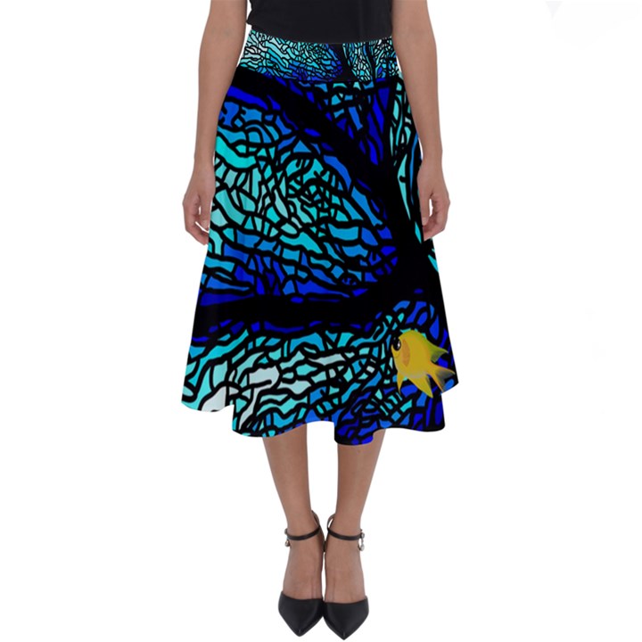 Sea Coral Stained Glass Perfect Length Midi Skirt