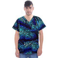 Sea Coral Stained Glass Men s V-neck Scrub Top