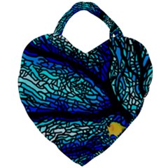 Sea Coral Stained Glass Giant Heart Shaped Tote