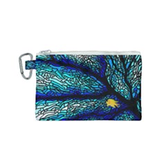 Sea Coral Stained Glass Canvas Cosmetic Bag (small) by HermanTelo