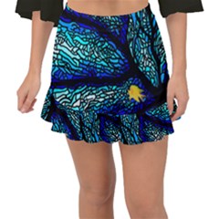 Sea Coral Stained Glass Fishtail Mini Chiffon Skirt