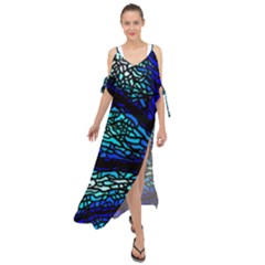 Sea Coral Stained Glass Maxi Chiffon Cover Up Dress by HermanTelo