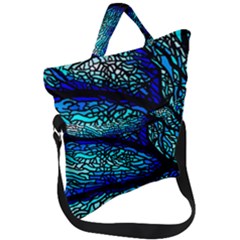 Sea Coral Stained Glass Fold Over Handle Tote Bag