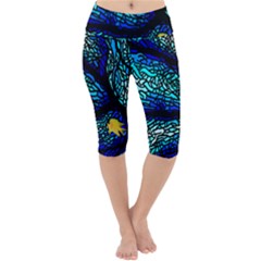 Sea Coral Stained Glass Lightweight Velour Cropped Yoga Leggings