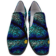 Sea Coral Stained Glass Slip On Heel Loafers