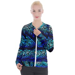 Sea Coral Stained Glass Casual Zip Up Jacket