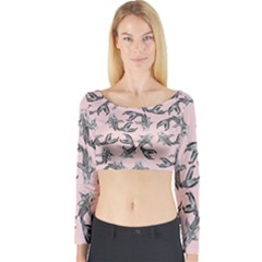 Koi Fish Pattern Long Sleeve Crop Top