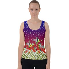 Sea Snow Christmas Coral Fish Velvet Tank Top by HermanTelo