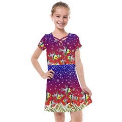 Sea Snow Christmas Coral Fish Kids  Cross Web Dress by HermanTelo