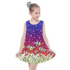 Sea Snow Christmas Coral Fish Kids  Summer Dress by HermanTelo