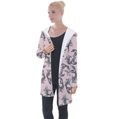 Koi Fish Pattern Longline Hooded Cardigan by Valentinaart