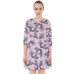 Koi Fish Pattern Smock Dress