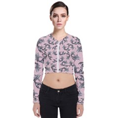 Koi Fish Pattern Long Sleeve Zip Up Bomber Jacket by Valentinaart