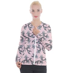 Koi Fish Pattern Casual Zip Up Jacket