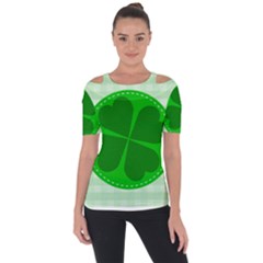 Shamrock Luck Day Shoulder Cut Out Short Sleeve Top