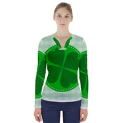 Shamrock Luck Day V-neck Long Sleeve Top