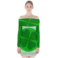 Shamrock Luck Day Long Sleeve Off Shoulder Dress by HermanTelo