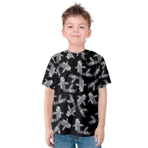 Koi Fish Pattern Kids  Cotton Tee by Valentinaart