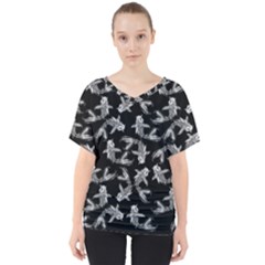 Koi Fish Pattern V-neck Dolman Drape Top by Valentinaart