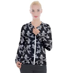 Koi Fish Pattern Casual Zip Up Jacket