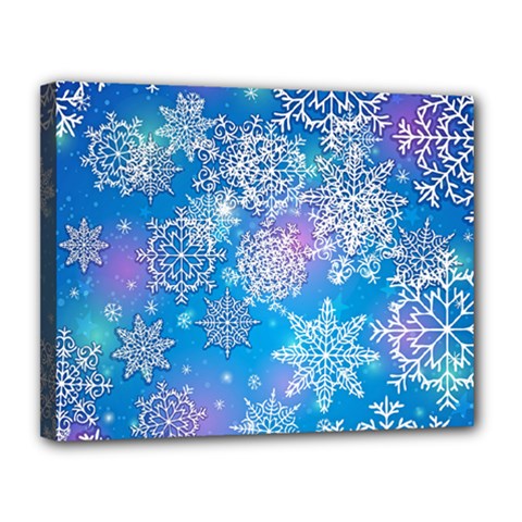 Snowflake Background Blue Purple Canvas 14  X 11  (stretched)