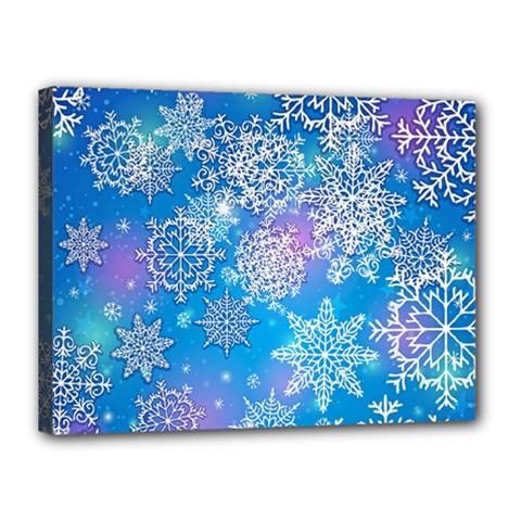 Snowflake Background Blue Purple Canvas 16  X 12  (stretched) by HermanTelo