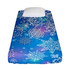 Snowflake Background Blue Purple Fitted Sheet (single Size)