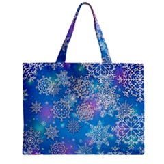 Snowflake Background Blue Purple Zipper Mini Tote Bag