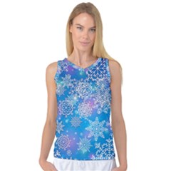 Snowflake Background Blue Purple Women s Basketball Tank Top by HermanTelo