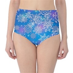 Snowflake Background Blue Purple Classic High-waist Bikini Bottoms