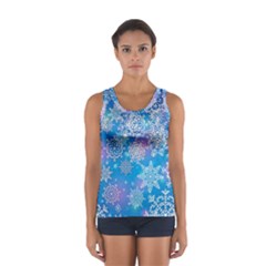 Snowflake Background Blue Purple Sport Tank Top  by HermanTelo