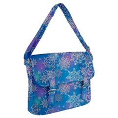 Snowflake Background Blue Purple Buckle Messenger Bag